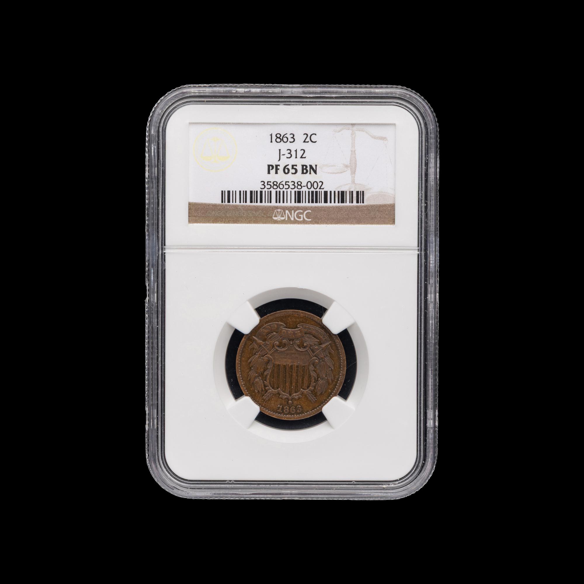 [PATTERN COINS] An 1863 2c Proof [J-312; NGC PF 65BN]