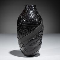 Carved Blackware Pottery Vase