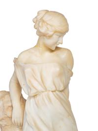 An Italian Carved Alabaster Figure of a Robed Maiden