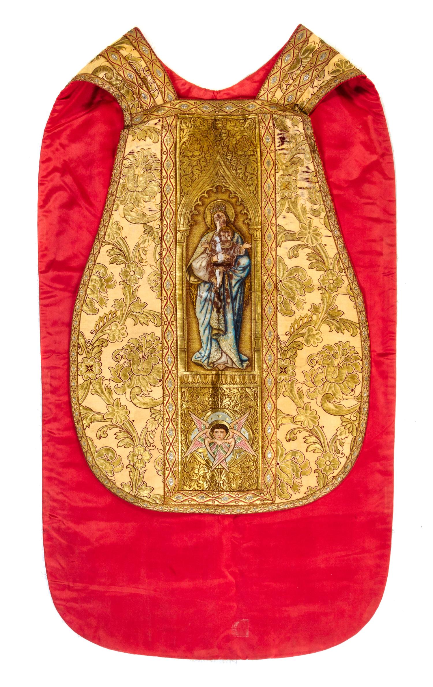 A Metallic Thread Embroidered Vestment Length 77 1/4 x width 26 inches. — FIRST HALF 20TH CENTURY