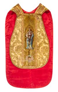 A Metallic Thread Embroidered Vestment Length 77 1/4 x width 26 inches. — FIRST HALF 20TH CENTURY