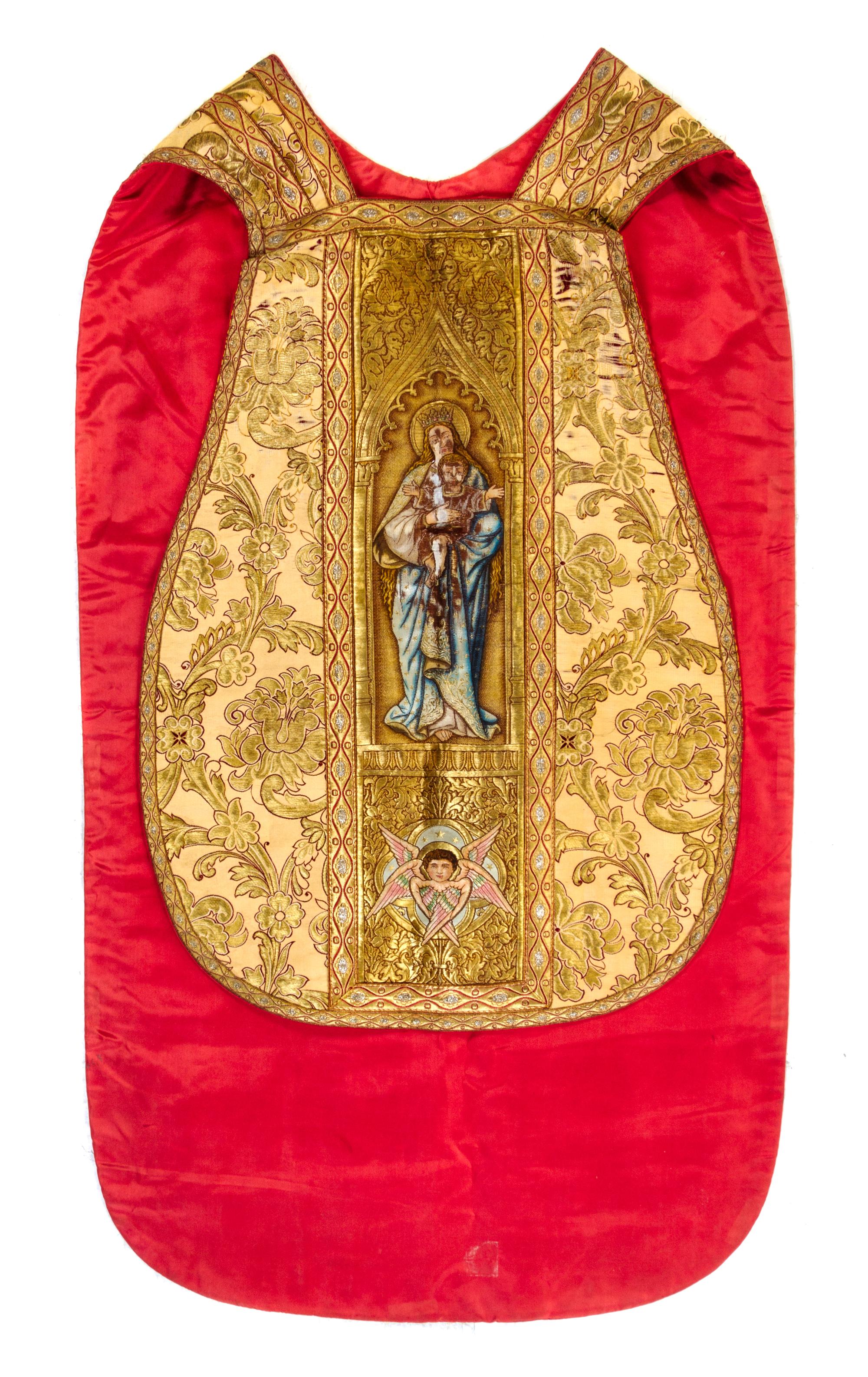 A Metallic Thread Embroidered Vestment Length 77 1/4 x width 26 inches. — FIRST HALF 20TH CENTURY