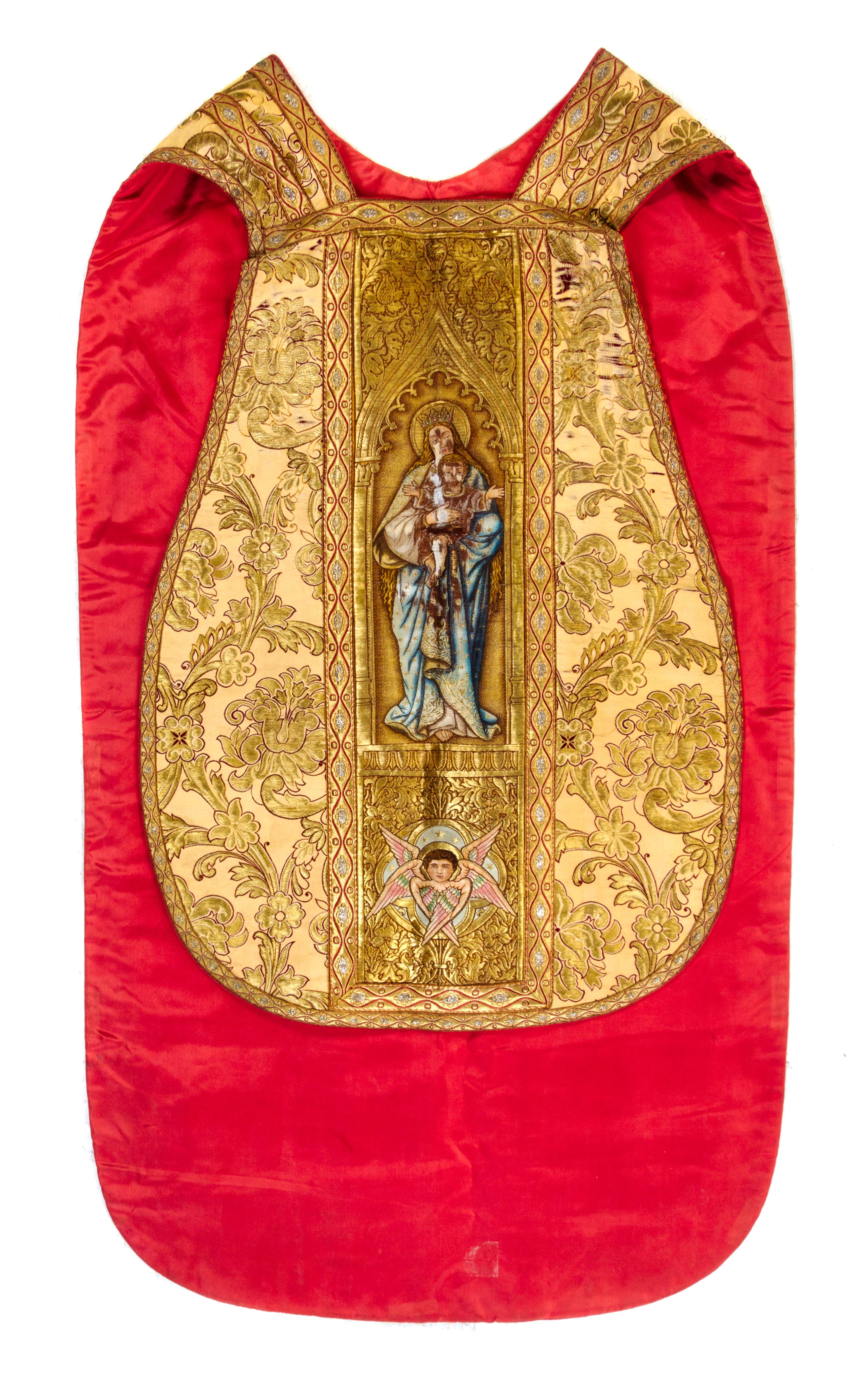 A Metallic Thread Embroidered Vestment Length 77 1/4 x width 26 inches. — FIRST HALF 20TH CENTURY
