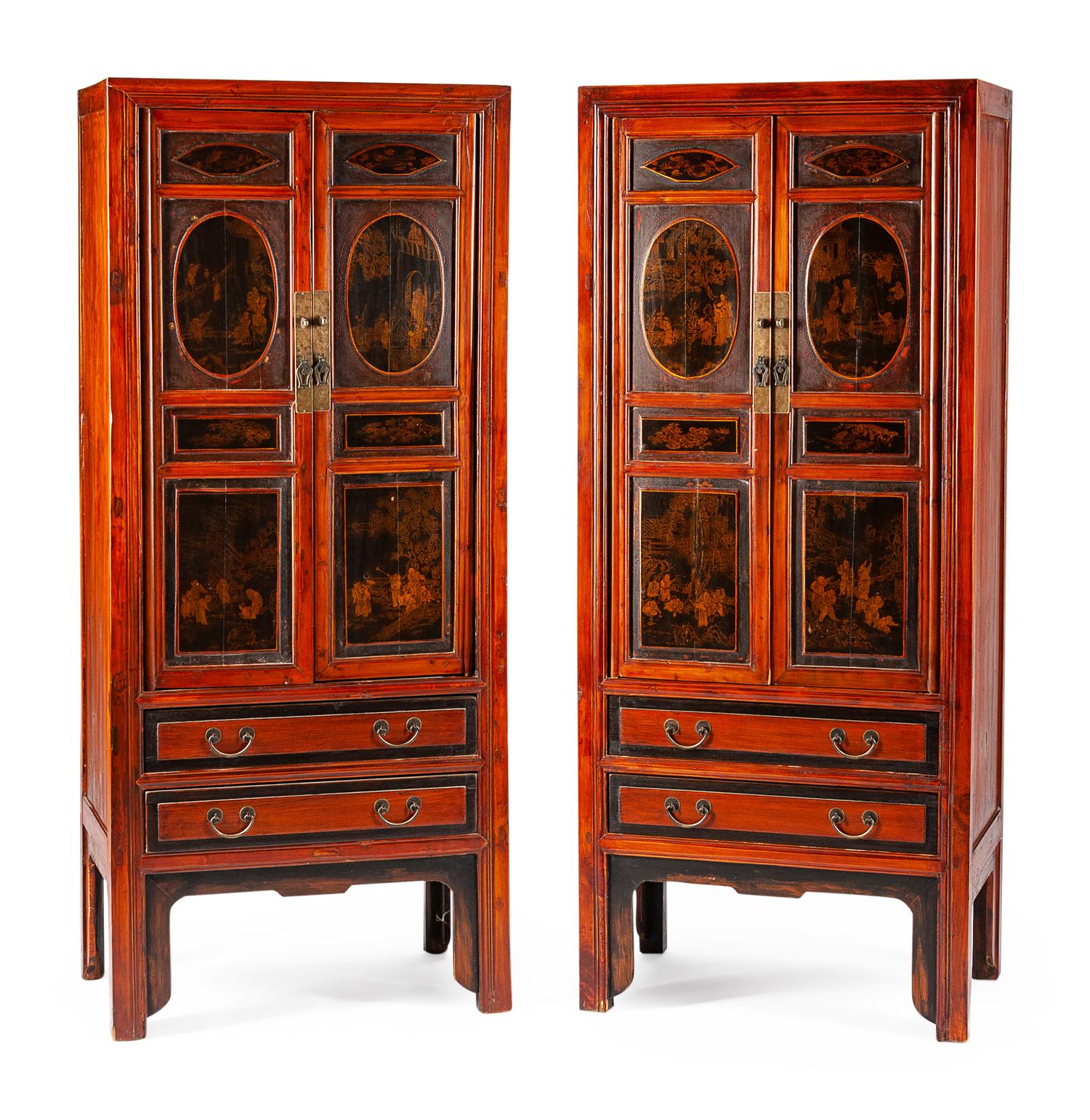 A Pair of Chinese Lacquered Cabinets