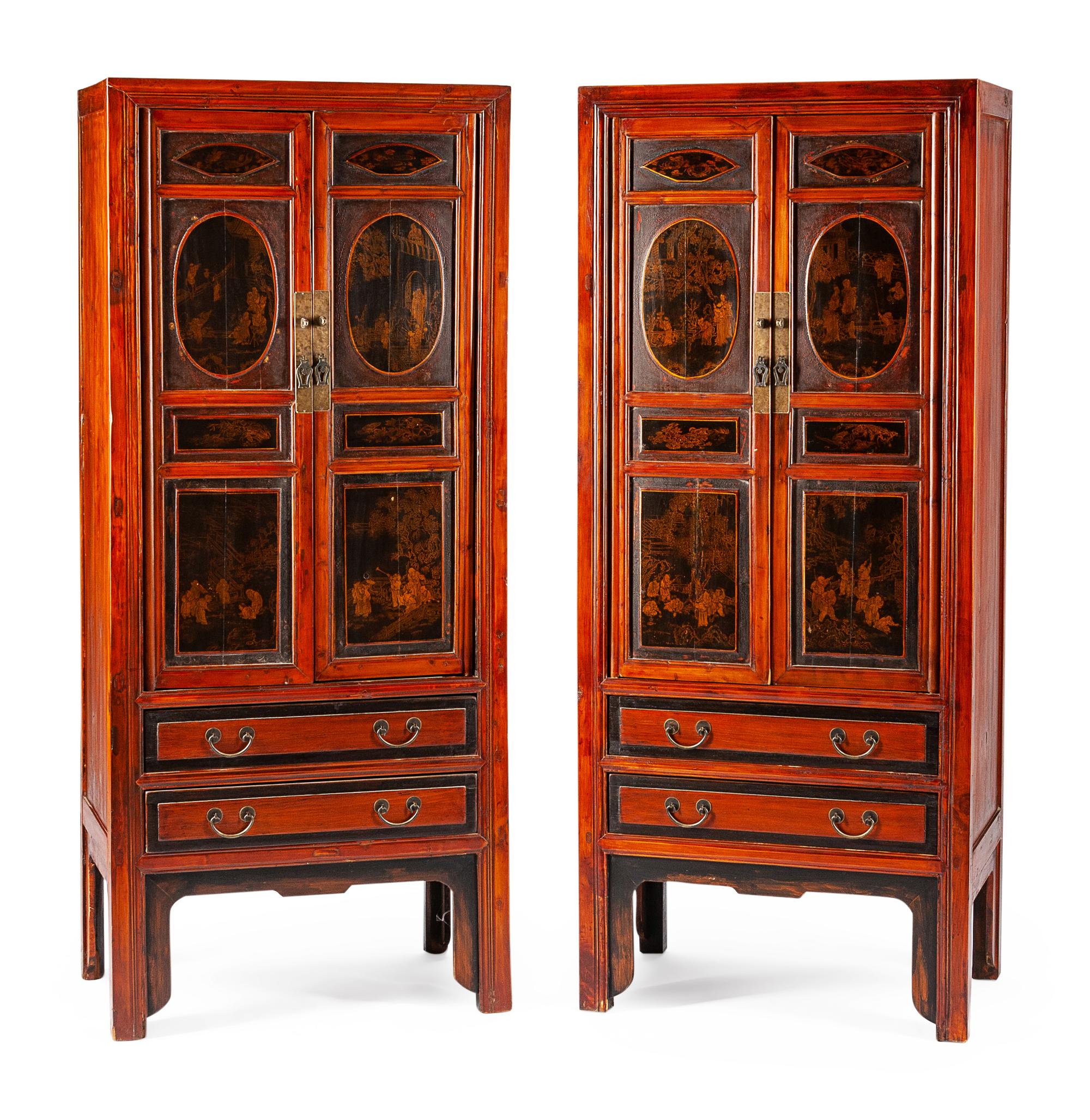 A Pair of Chinese Lacquered Cabinets