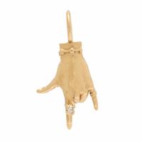 Maura Green, 'I Love You ASL LadyFinger', Yellow Gold and Diamond Pendant