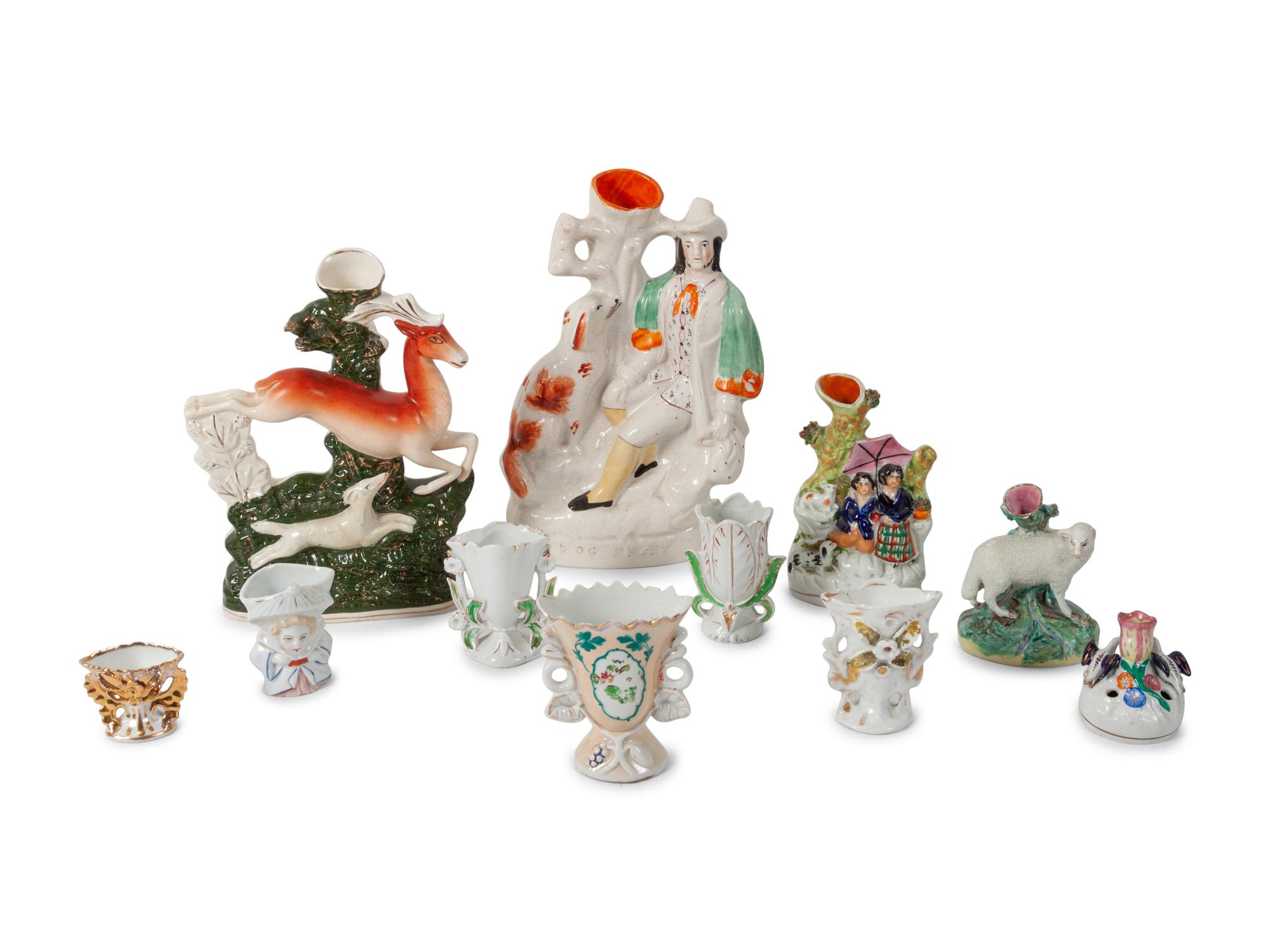 A Group of Eleven Staffordshire Glaze Vases