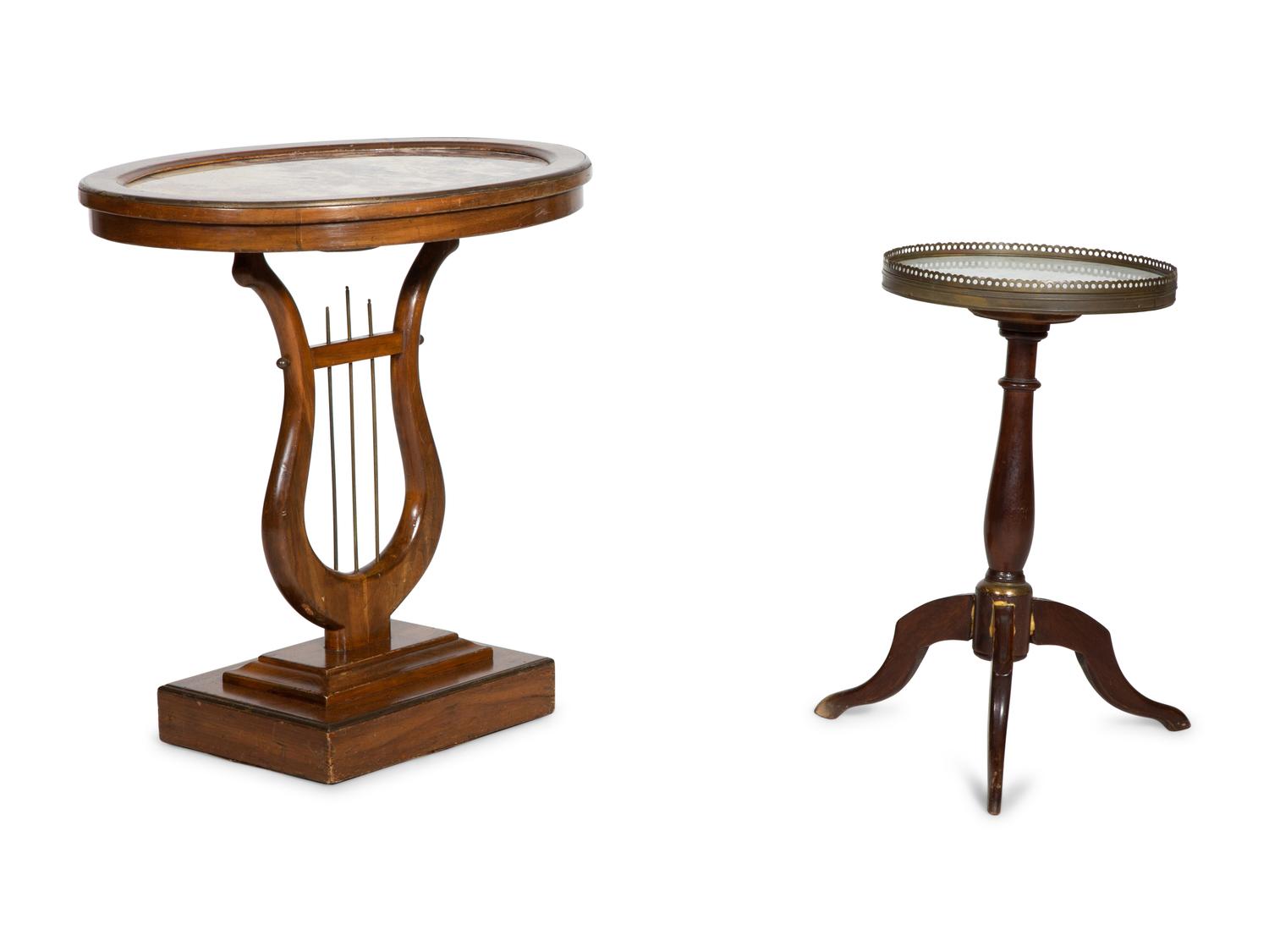 Two Continental Marble-Top Side Tables