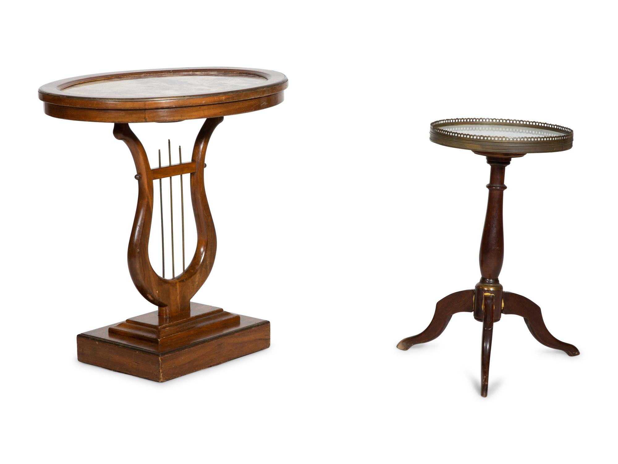Two Continental Marble-Top Side Tables