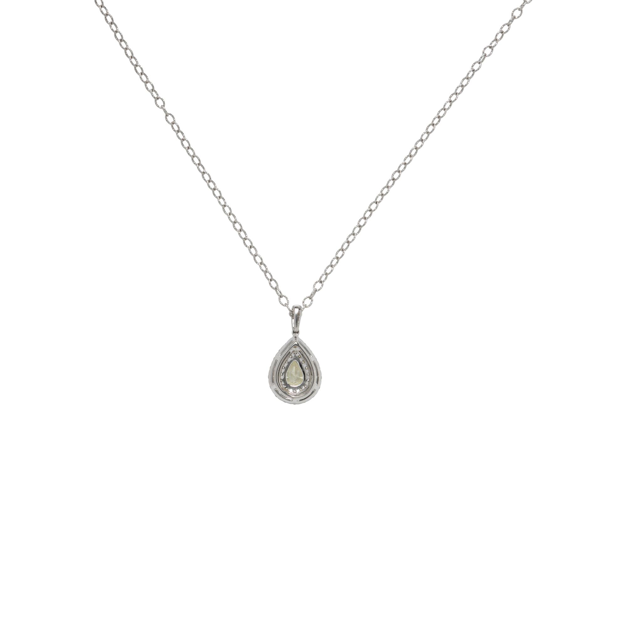 Hubert, Yellow Diamond, Diamond, and White Gold Pendant Necklace