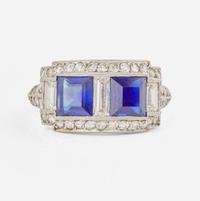 A J.E. Caldwell Platinum, Sapphire, and Diamond Ring