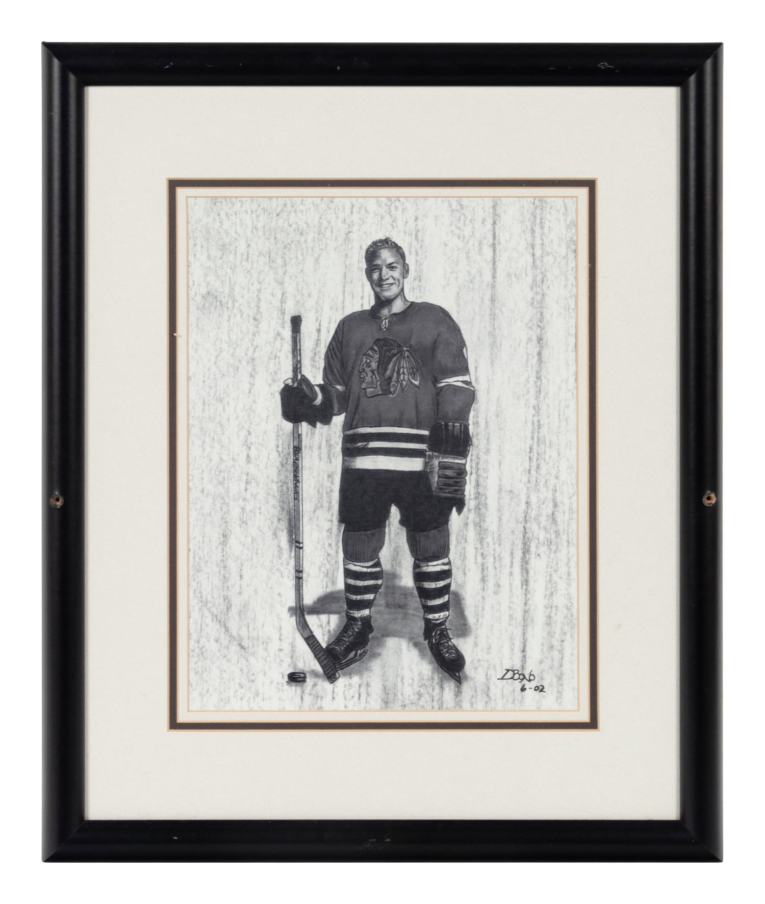 A Group of FIve Prints and Artworks of Various Hockey Players Formerly Displayed at Mike Ditka’s Restaurant