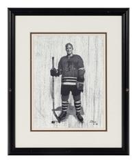 A Group of FIve Prints and Artworks of Various Hockey Players Formerly Displayed at Mike Ditka’s Restaurant