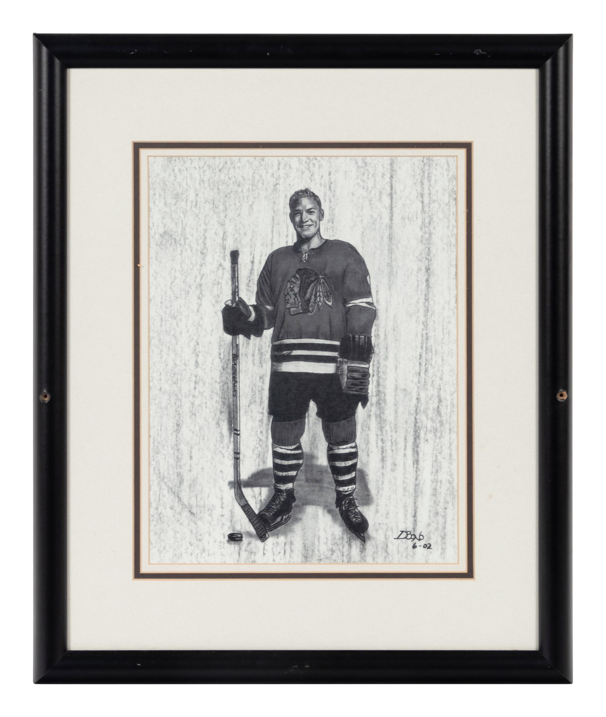 A Group of FIve Prints and Artworks of Various Hockey Players Formerly Displayed at Mike Ditka’s Restaurant