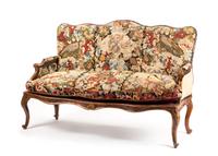 An Italian Painted and Parcel Gilt Settee Height 43 x width 61 x depth 32 inches. — 18TH CENTURY