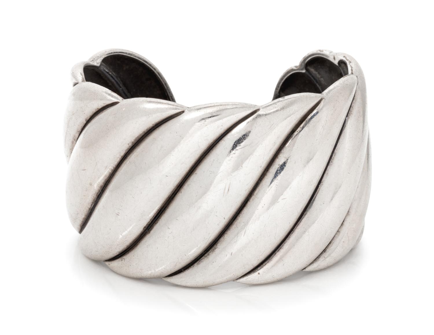 A Sterling Silver 'Pure Form Cable' Cuff Bracelet, David Yurman,