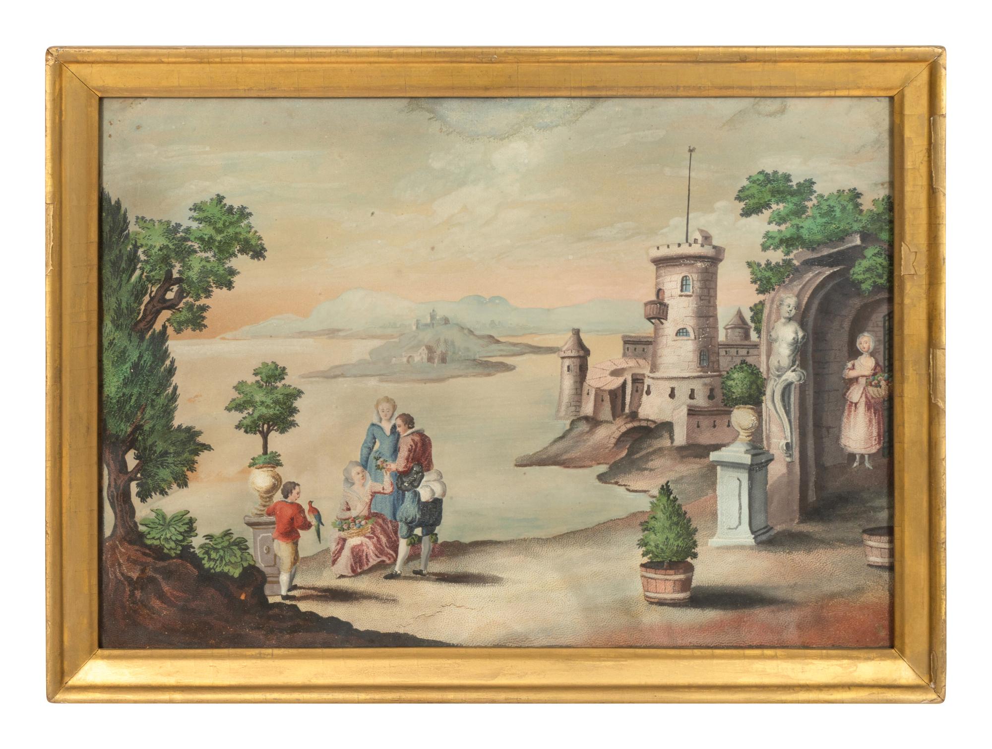 A Pair of Georgian "Pin Prick" Watercolor Pictures