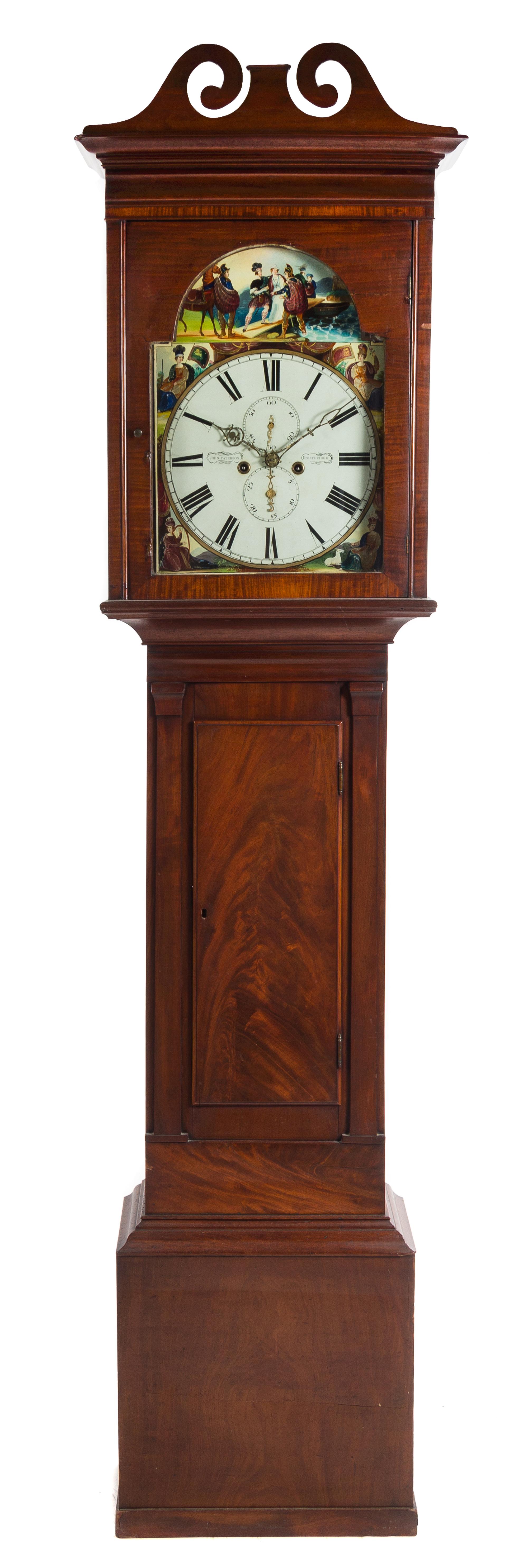 An English Mahogany Tall Case Clock Height 90 1/2 x width 22 3/4 x depth 9 1/2 inches. — 19TH CENTURY