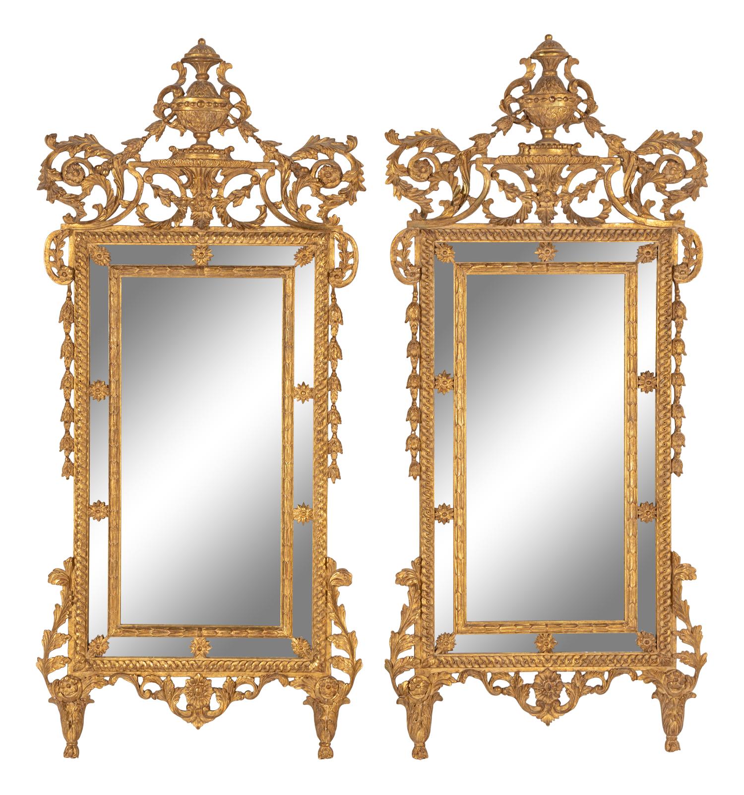 A Pair of Louis XVI Style Giltwood Mirrors