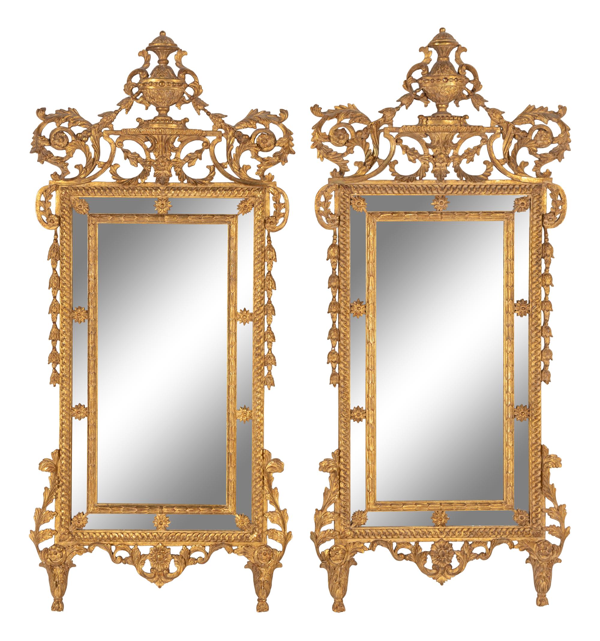 A Pair of Louis XVI Style Giltwood Mirrors