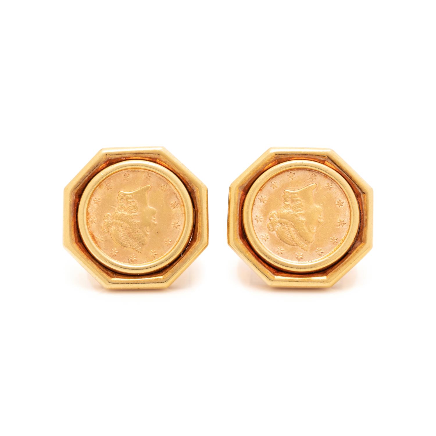 BVLGARI, US $1 LIBERTY COIN CUFFLINKS
