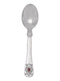A Georg Jensen Silver and Hardstone Inset Commemorative Spoon