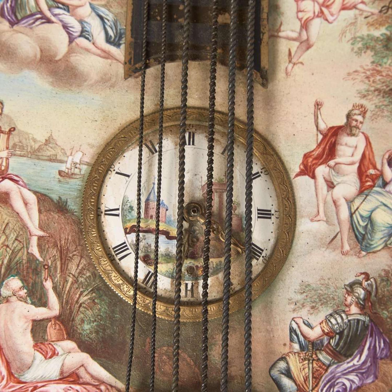 Two Viennese silver gilt and enamel desk clocks in the form of a pipe organ and mandolin Karl Bank (active 1895-1924) and Maker "PL," the latter with works by Johann Mayer, Vienna, Austria, circa 1900