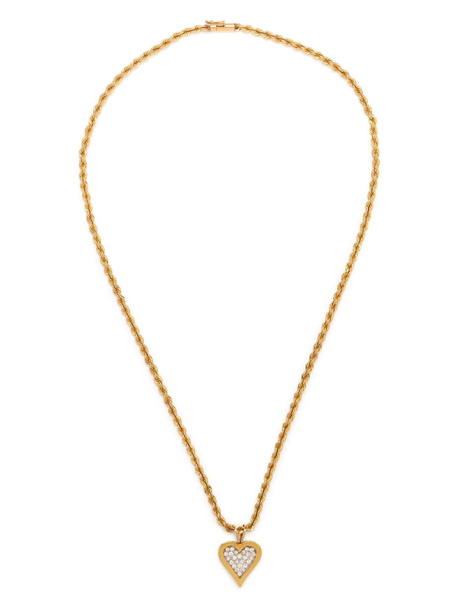 YELLOW GOLD AND DIAMOND HEART PENDANT/NECKLACE