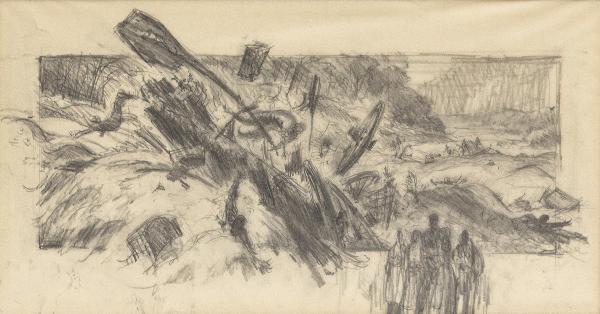 Reynold Brown, (American, 1917-1991), How the West Was Won 1962, two works, depicting "The Settlers' Raft is Caught in the Rapids" for