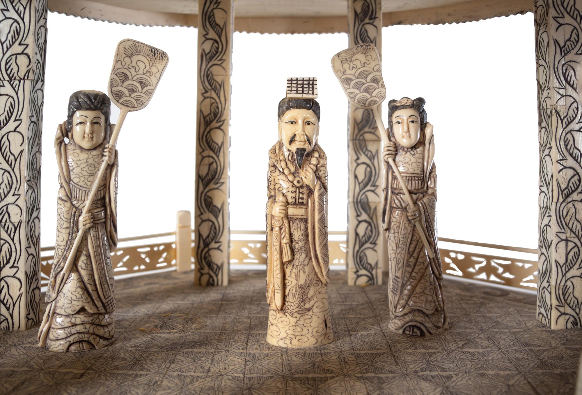 A Monumental Chinese Bone-Veneered Model of an Archaic Ritual Vessel with a Pagoda