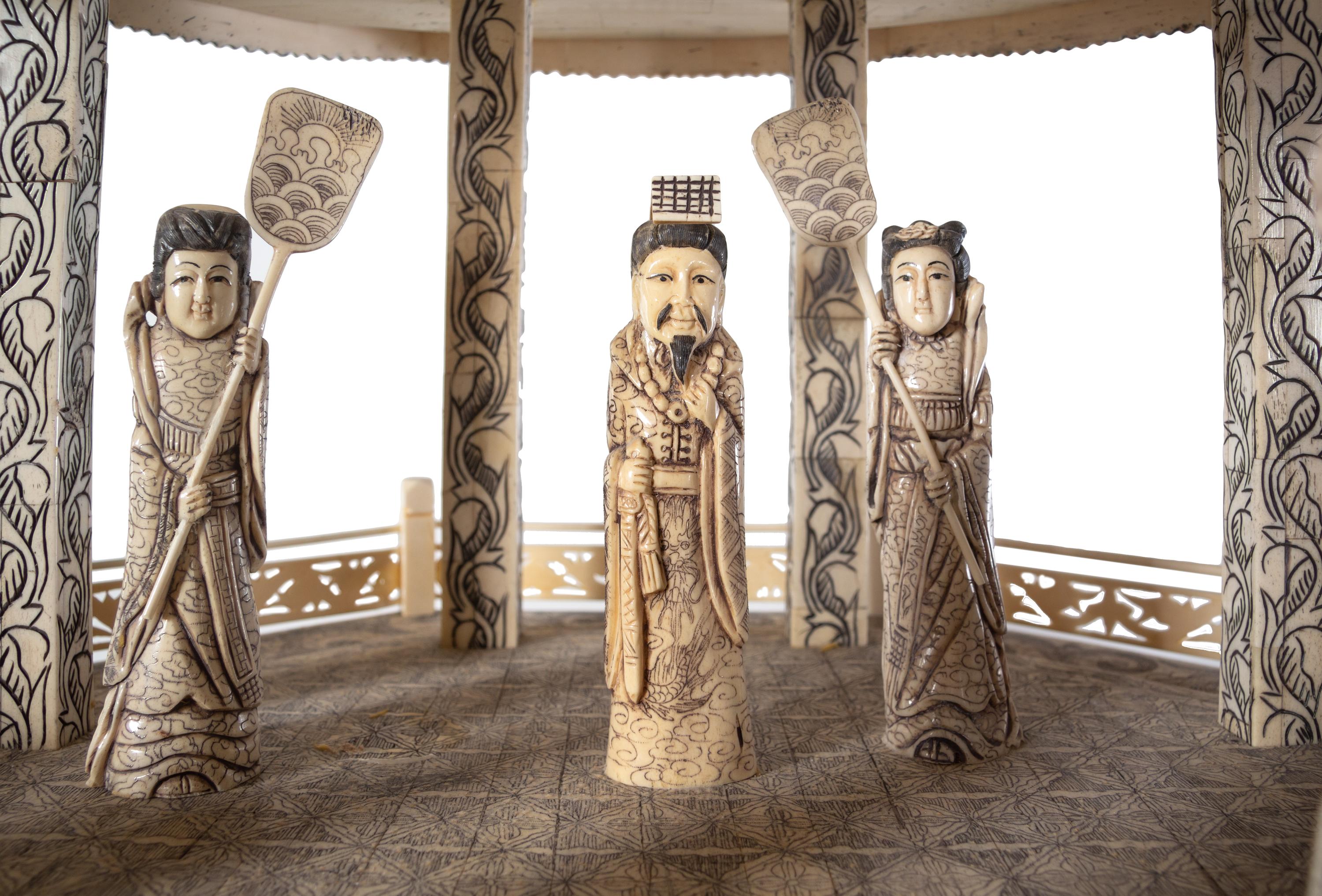 A Monumental Chinese Bone-Veneered Model of an Archaic Ritual Vessel with a Pagoda
