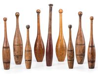 Nine Turned Wood Juggling Pins