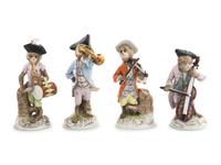 A German Porcelain Nine-Piece Monkey Orchestra