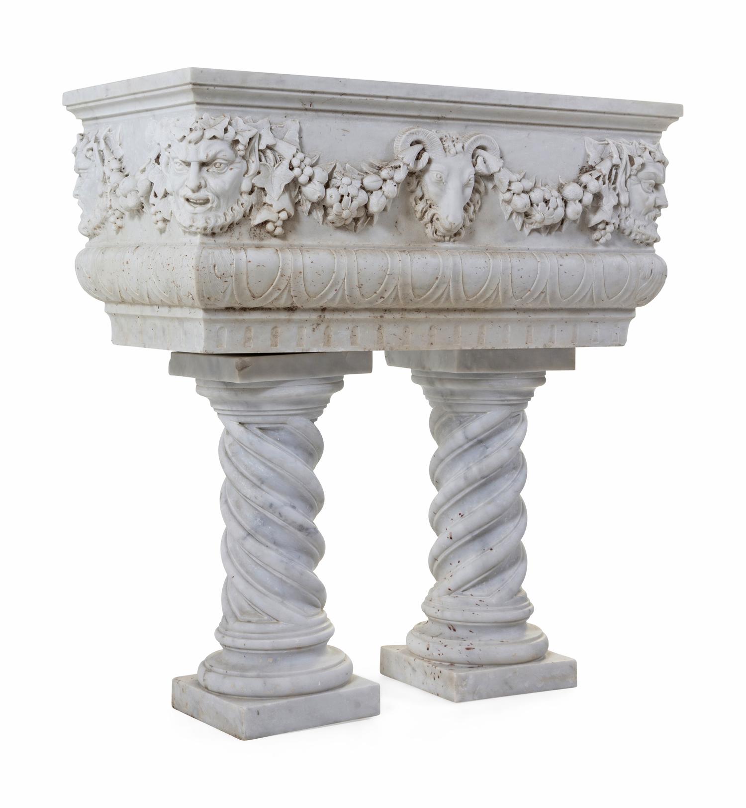 A Neoclassical Carved Marble Jardinière