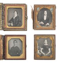 [EARLY PHOTOGRAPHY]. 25 sixth plate daguerreotypes of young women, some posed with books and other objects.