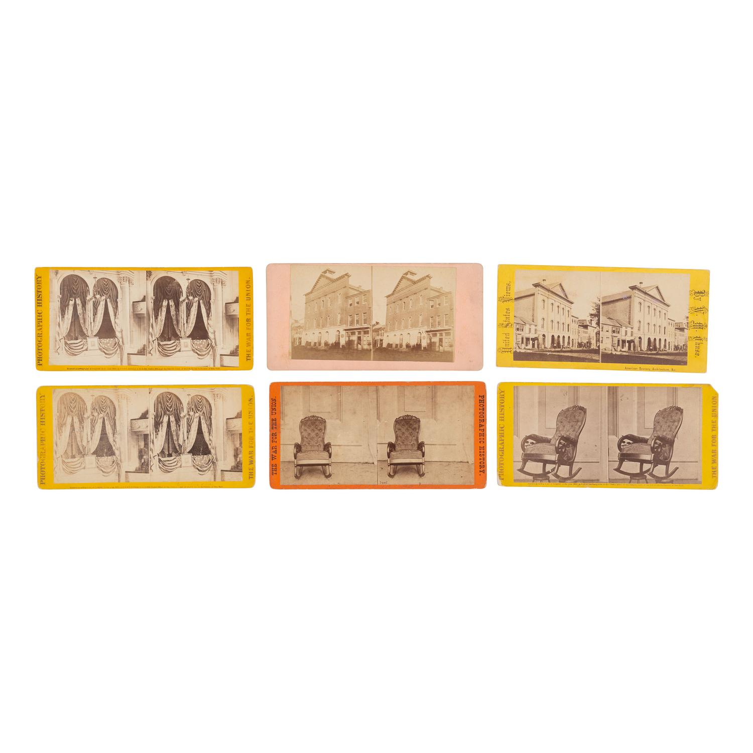 [Lincoln, Abraham] Group of Six Stereoviews related to Lincoln's Assassination