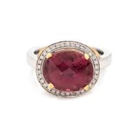PINK TOURMALINE, DIAMOND AND YELLOW SAPPHIRE RING