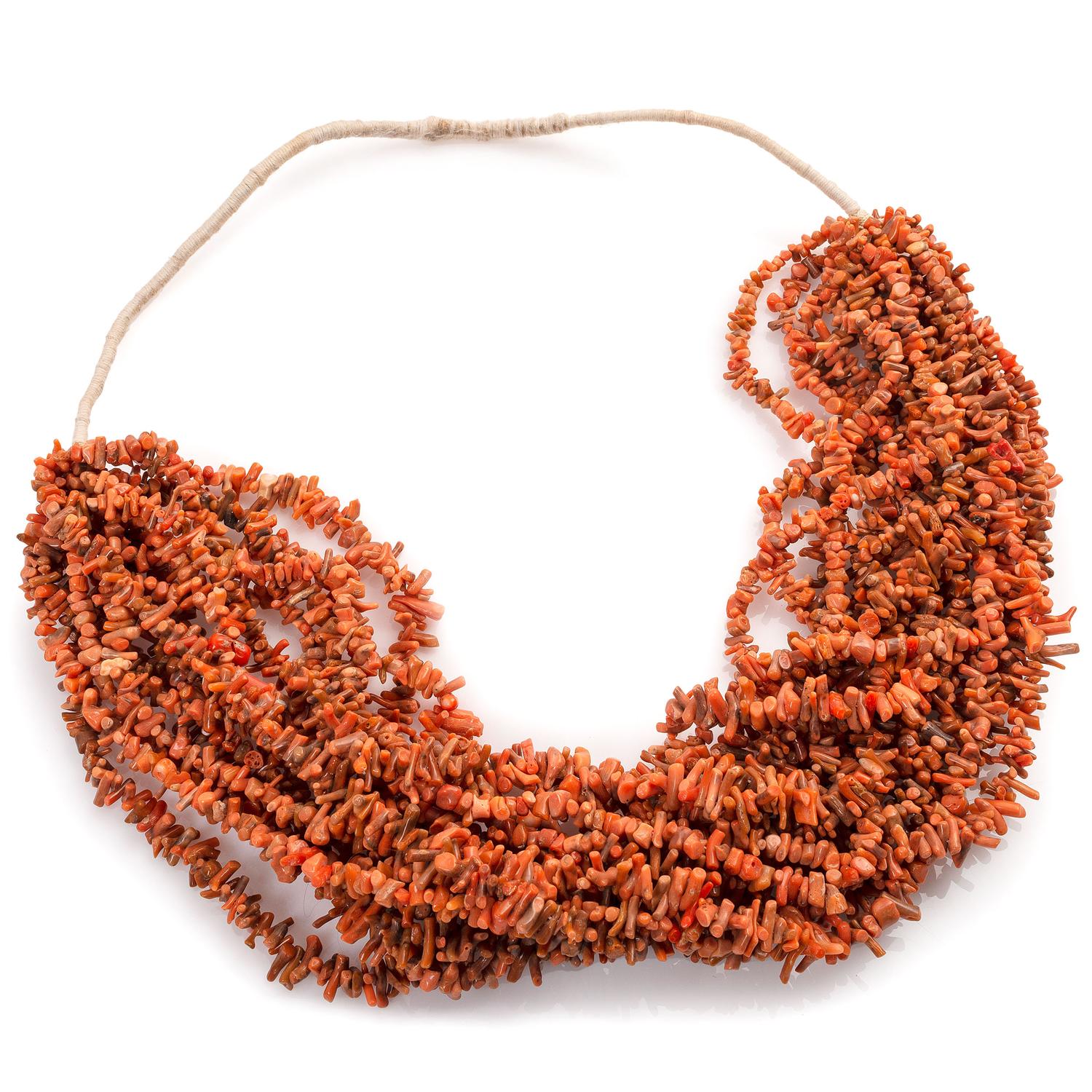 Pueblo Seventeen Strand Branch Coral Necklace