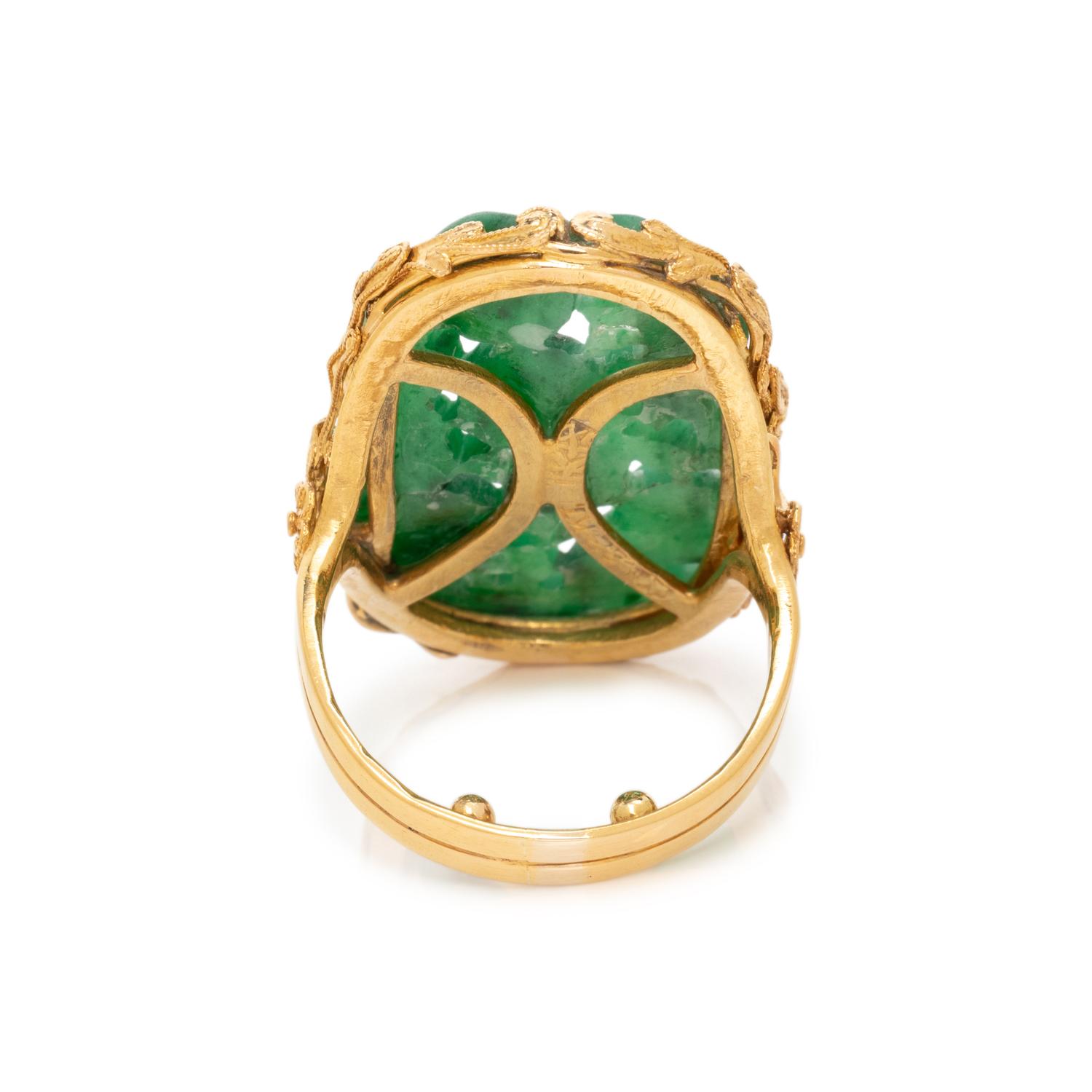 HIGH KARAT YELLOW GOLD AND JADE RING