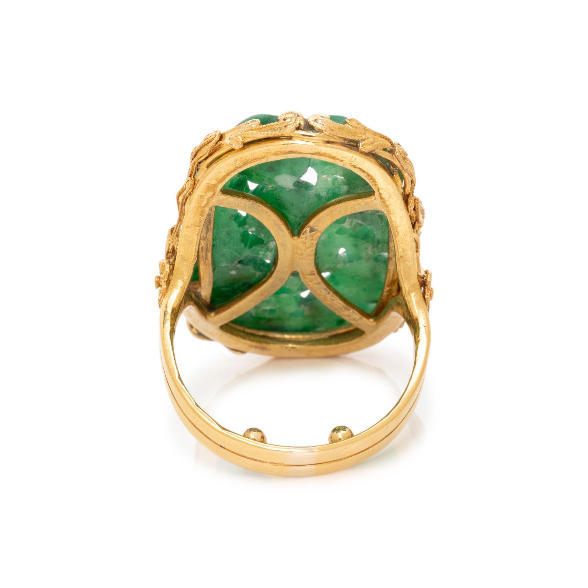 HIGH KARAT YELLOW GOLD AND JADE RING