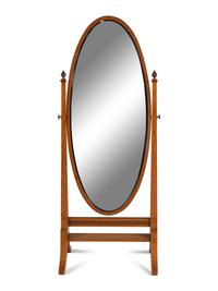 An English Satinwood Cheval Mirror