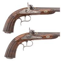 Cased Pair of Percussion Target Pistols by Bekker & Rauscher 1840-1860