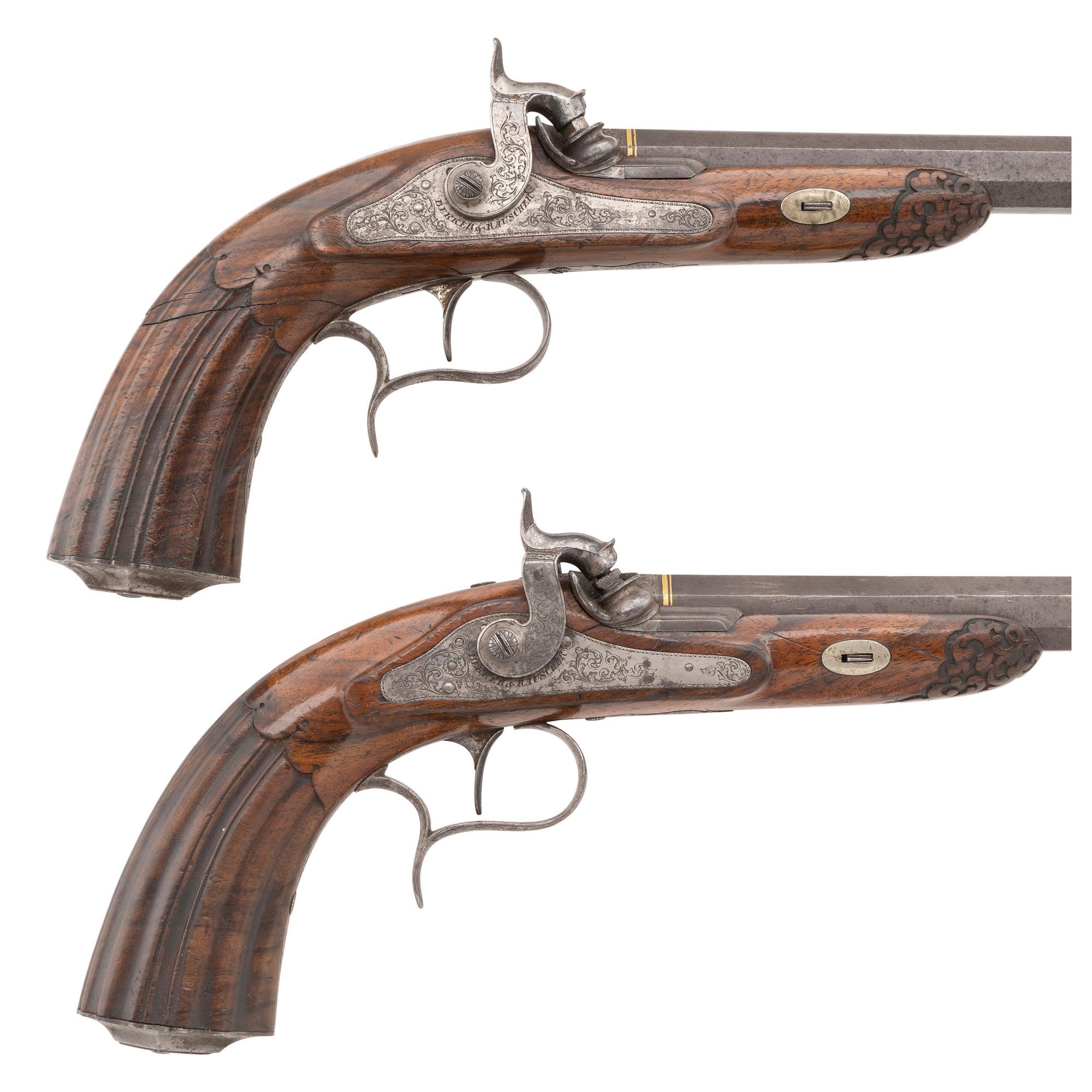 Cased Pair of Percussion Target Pistols by Bekker & Rauscher 1840-1860