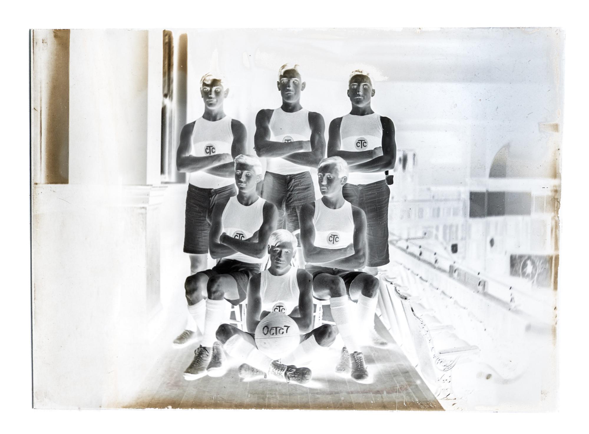 (CHICAGO, PHOTOGRAPHY). A collection of glass plate negatives depicting sports teams. Chicago, c. 1890-1900.