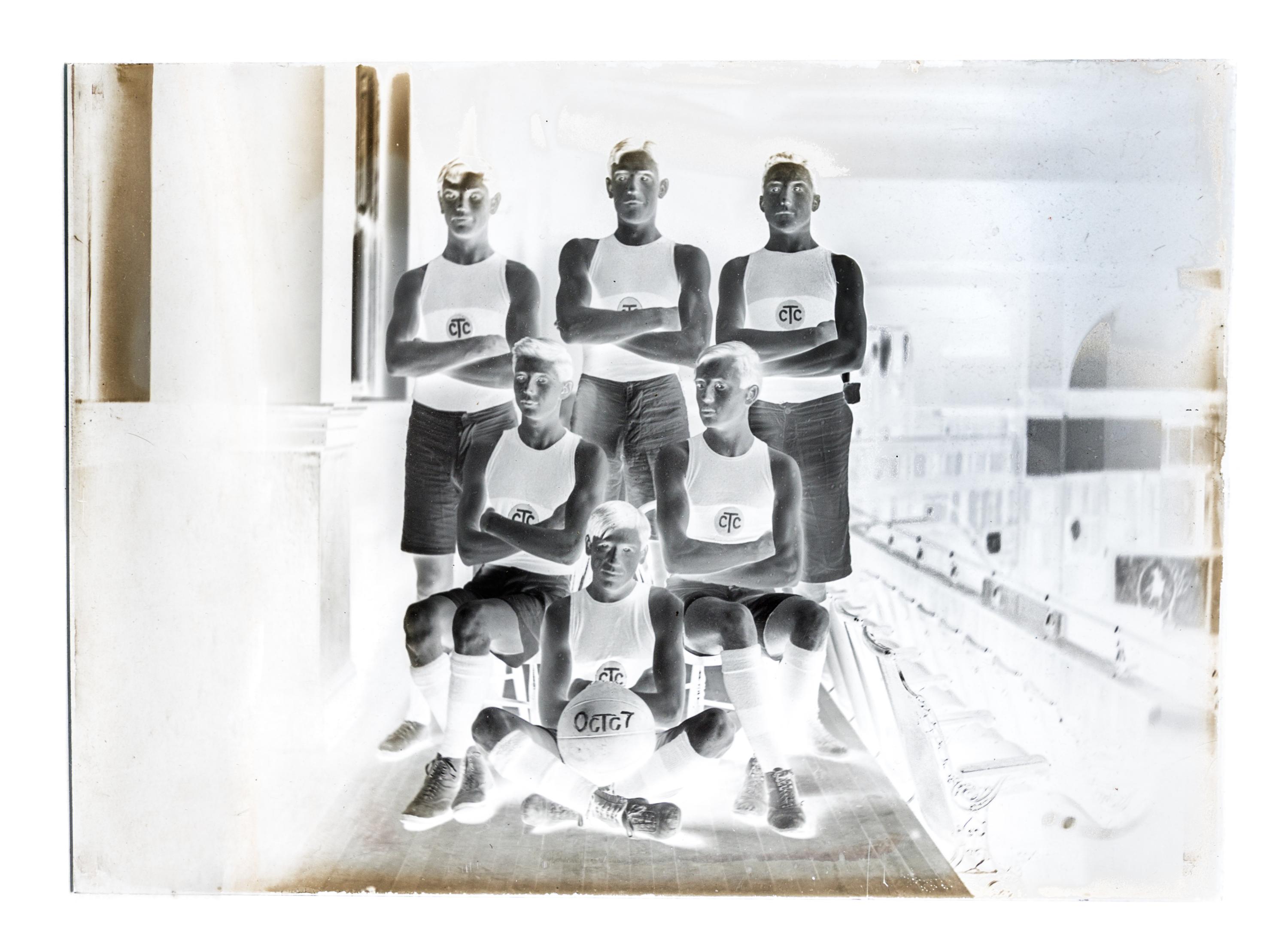 (CHICAGO, PHOTOGRAPHY). A collection of glass plate negatives depicting sports teams. Chicago, c. 1890-1900.