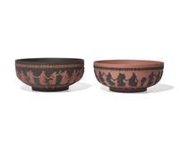 Two Wedgwood Rosso Antico and Black Basalt Bowls