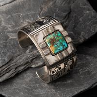 Roy Talahaftewa (Hopi, b. 1955) — Sterling Silver and Turquoise Cuff Bracelet
