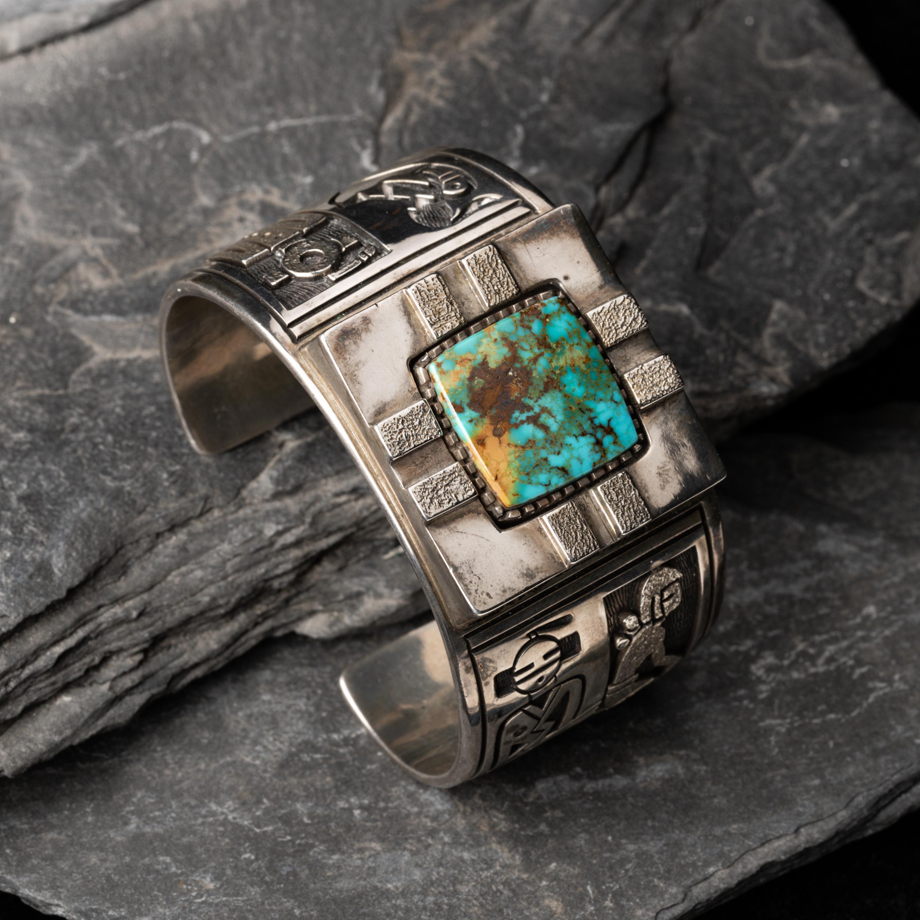 Roy Talahaftewa (Hopi, b. 1955) — Sterling Silver and Turquoise Cuff Bracelet