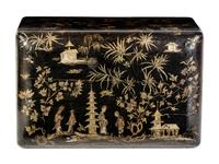 A Chinese Export Gilt and Black Lacquer Box