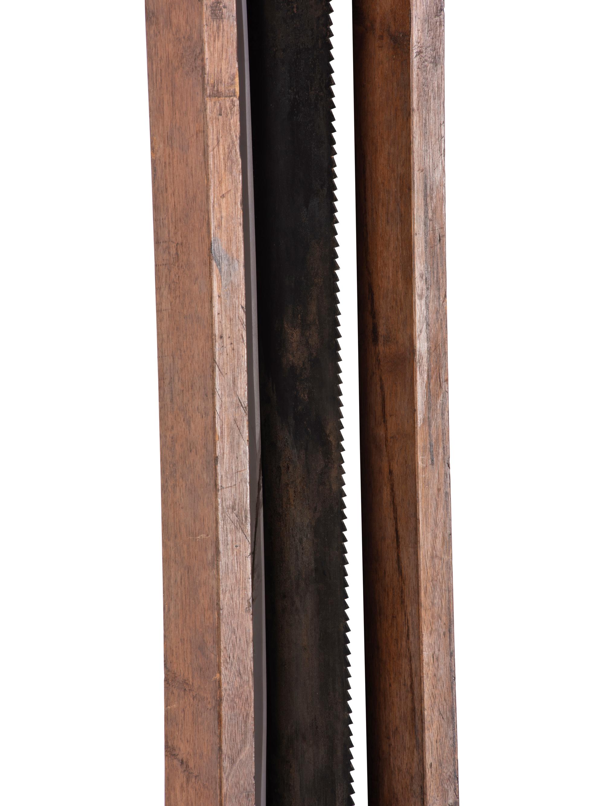 Four Wrought and Cut Iron and Wood Farm Saws